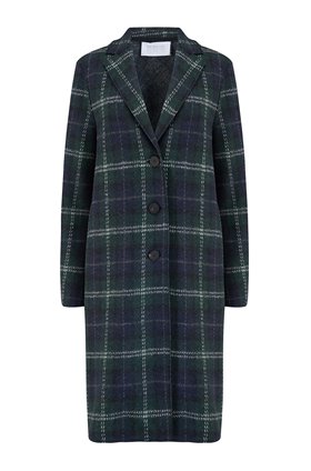 Harris Wharf London Overcoat Tartan in Green