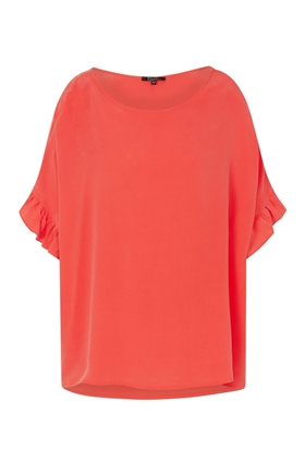 Toupy Fire Ruffle Blouse in Orange Fluoro