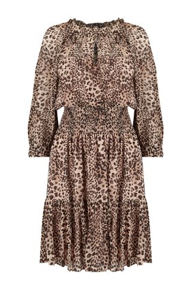 Rebecca Taylor LONG SLEEVE LYNX TIE DRESS