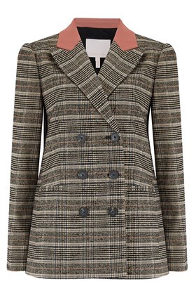 Rebecca Taylor BOUCLE PLAID JACKET in SAND