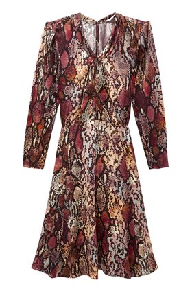 Rebecca Taylor LONG SLEEVE SNAKE SILK DRESS