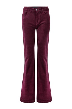 Paige GENEVIEVE FLARED VELVET JEANS IN BURGUNDY
