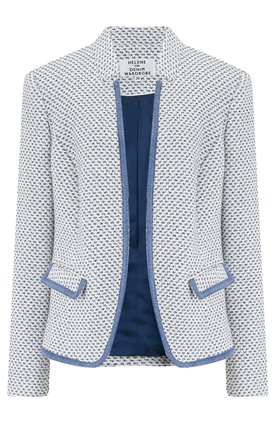 giolica notch collar jacket in blue and cream