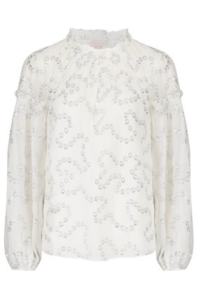 Rebecca Taylor METALLIC NUAGE TOP IN SNOW GUNMETAL