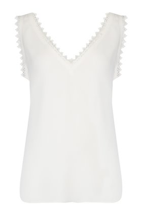 sleeveless silk lace tank in snow