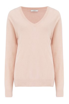 Vince WEEKEND V-NECK JUMPER IN PEACH SORBET
