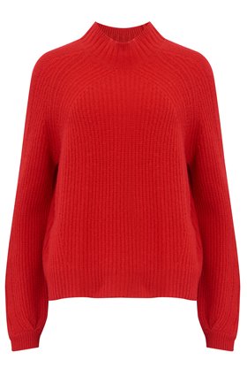 sophia rib turtleneck jumper in cherry