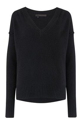 360 Sweater DARIA V-NECK JUMPER IN BLACK