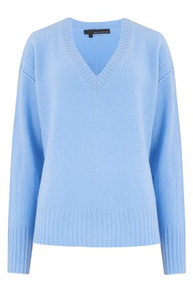 360 Sweater DARIA V-NECK JUMPER IN BLUEBELL