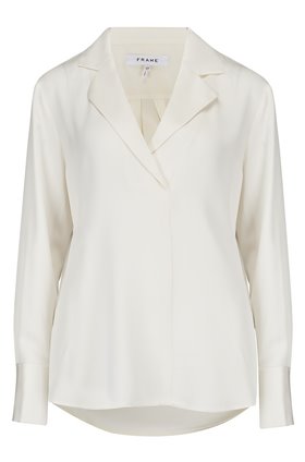 Frame FITTED NOTCH COLLAR SHIRT IN OFF WHITE