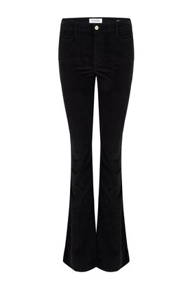 le high flare velveteen jean in noir