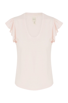 Rebecca Taylor La Vie Washed Textured Jersey Top in Blush