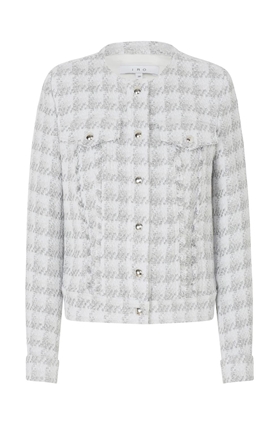 IRO Quilombe Tweed Jacket in White and Silver