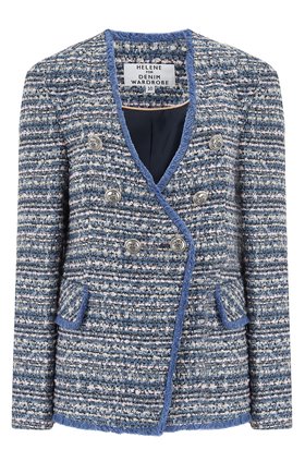 Helene Berman Dutel Edge to Edge Jacket in Navy Flecks
