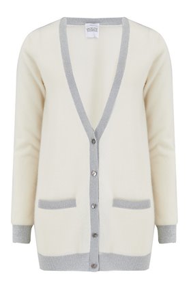 Madeleine Thompson PONTUS LUREX TRIM CARDIGAN IN CREAM AND SILVER