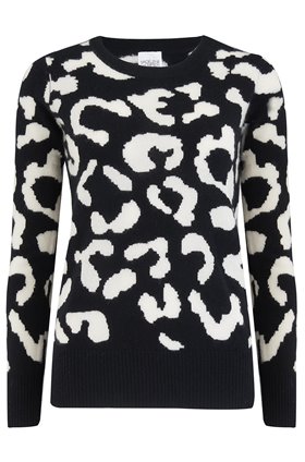 cupid leopard jumper in black and cream