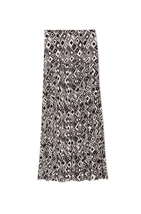 Rixo Tina Pleated Midi Skirt in Mono Square
