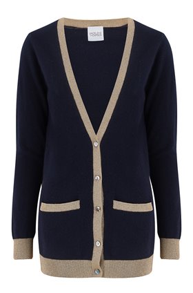 Madeleine Thompson EXCLUSIVE PONTUS LUREX TRIM CARDIGAN IN NAVY