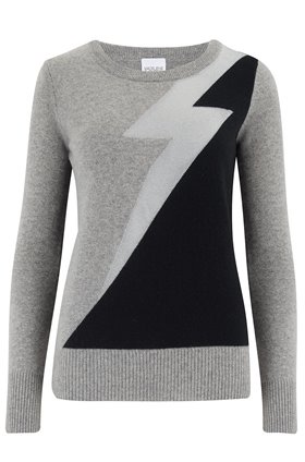 Madeleine Thompson EXCLUSIVE EROS LIGHTENING BOLT JUMPER IN GREY, BLACK AND SILVER