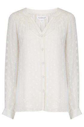 Velvet HELGA SWISS DOT BLOUSE IN CREAM