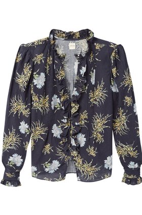 Rebecca Taylor La Vie LONG SLEEVE JASMINE TOP IN MIDNIGHT COMBO