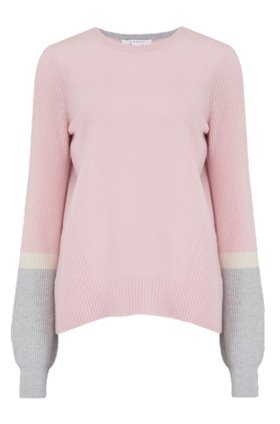 contrast sleeve jumper in nymph, chalk and potash