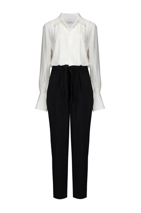 andrea jumpsuit in true black and natural white
