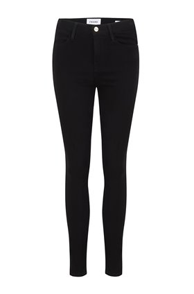Frame LE HIGH SKINNY SATEEN JEAN IN NOIR