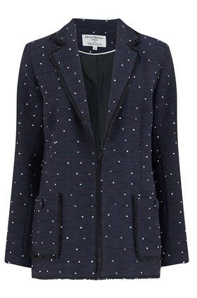Helene Berman EDGE TO EDGE JACKET IN NAVY FLECKS
