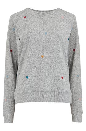 mika top in melange in grey rainbow hearts