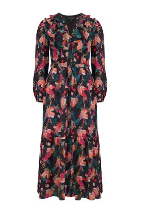 Saloni GINNY MIDI DRESS IN GALACTIC TIGER