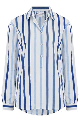 Velvet TALIA STRIPED SHIRT IN BLUE