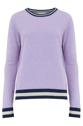 Jumper1234 BOXY STRIPED EDGE JUMPER IN HEATHER AND NAVY