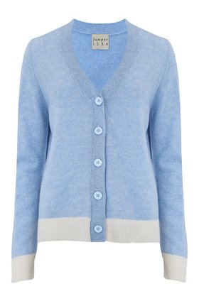 Jumper1234 CROP LOOSE CARDIGAN IN BABY BLUE AND CREAM