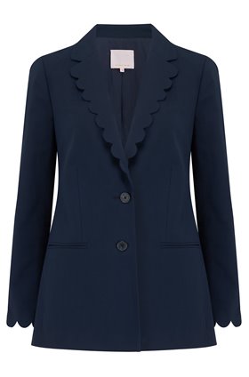 Rebecca Taylor SCALLOPED SUIT JACKET IN NAVY
