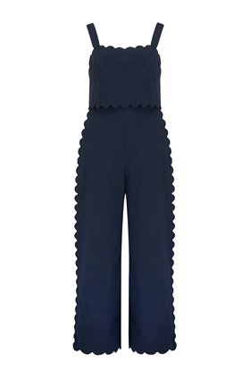 Rebecca Taylor SLEEVELESS SCALLOPED JUMPSUIT IN NAVY