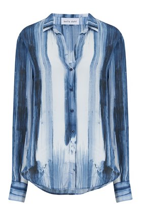 Bella Dahl FLOWY BUTTON DOWN SHIRT IN DEEP SEA NAVY