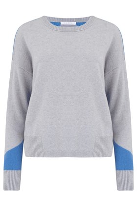 Duffy HEXAGON BACK DETAIL JUMPER IN SILVER & CORNFLOWER