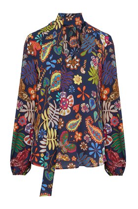 Rixo MOSS PRINTED TOP IN WOODSTOCK NAVY