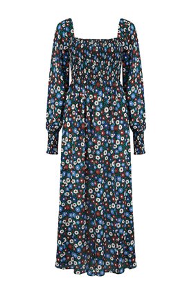 Rixo MARIE MIDI DRESS IN RETRO MICRO FLORAL