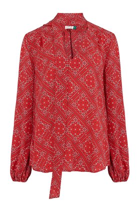 Rixo MOSS PRINTED TOP IN SCARF FLORAL RED