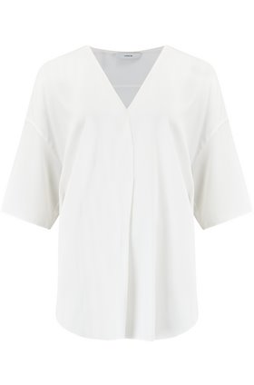 short sleeve v-neck popover top in off white