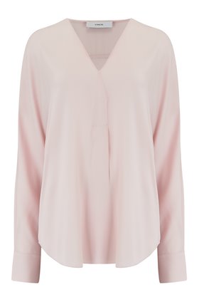 long sleeve v-neck popover top in pale petal
