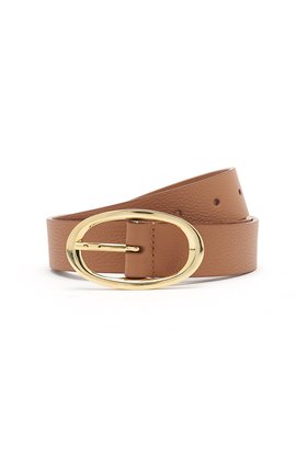 rounded buckle belt in hermes tan