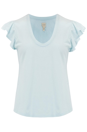 Rebecca Taylor La Vie Washed Textured Jersey Top in Aqua