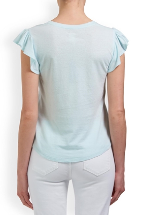 Rebecca Taylor La Vie Washed Textured Jersey Top in Aqua