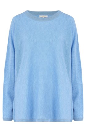 EXCLUSIVE CREW NECK JUMPER WITH LUREX TRIM IN BLUE