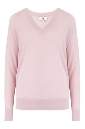 EXCLUSIVE LUREX V-NECK JUMPER IN PINK