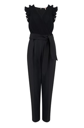 SLEEVELESS PLEATED JUMPSUIT IN BLACK