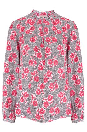 long sleeve coral fleur top in snow combo